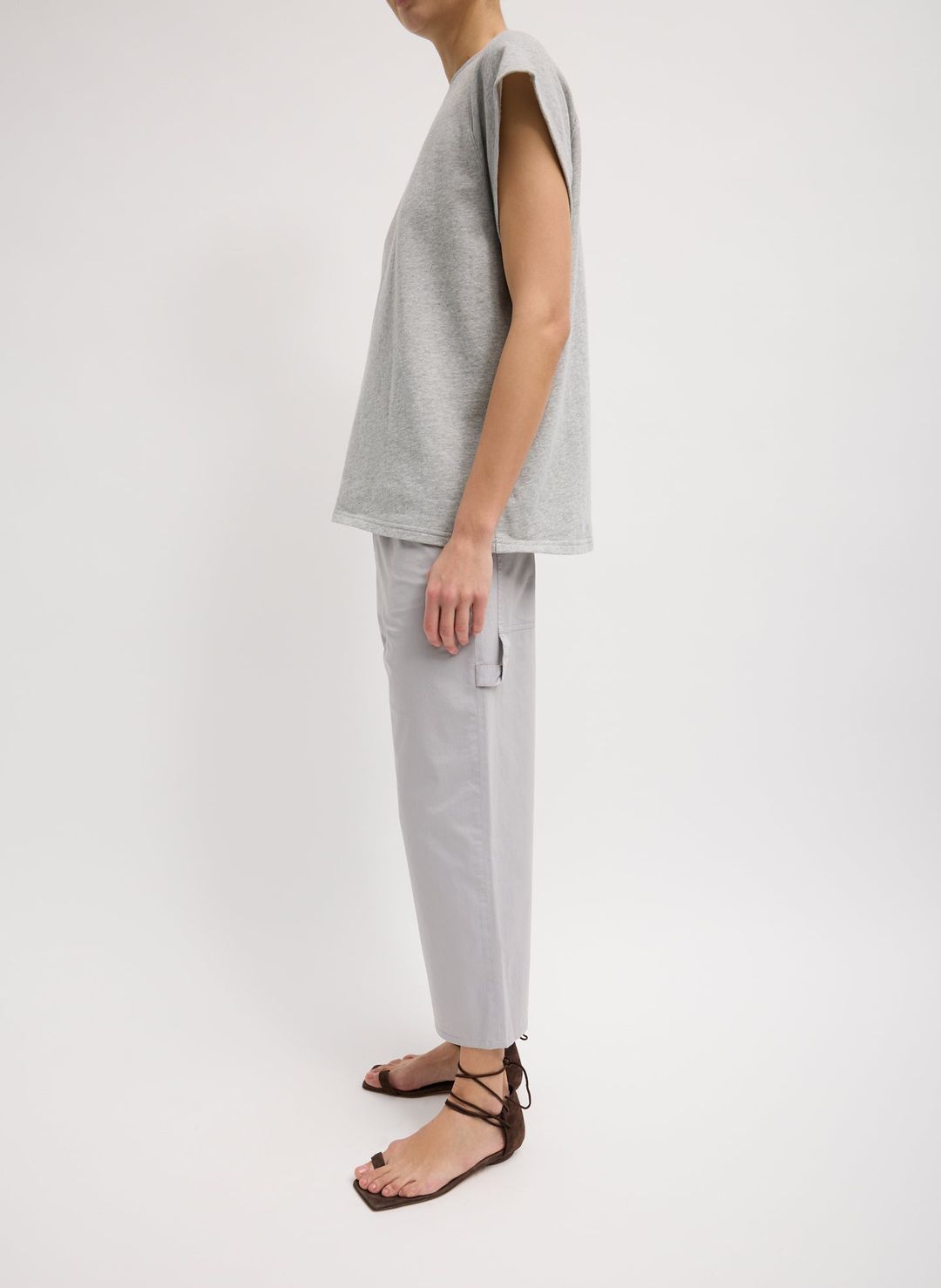 Garment Dyed Silky Cotton Cropped Slouchy Cargo Jean #4