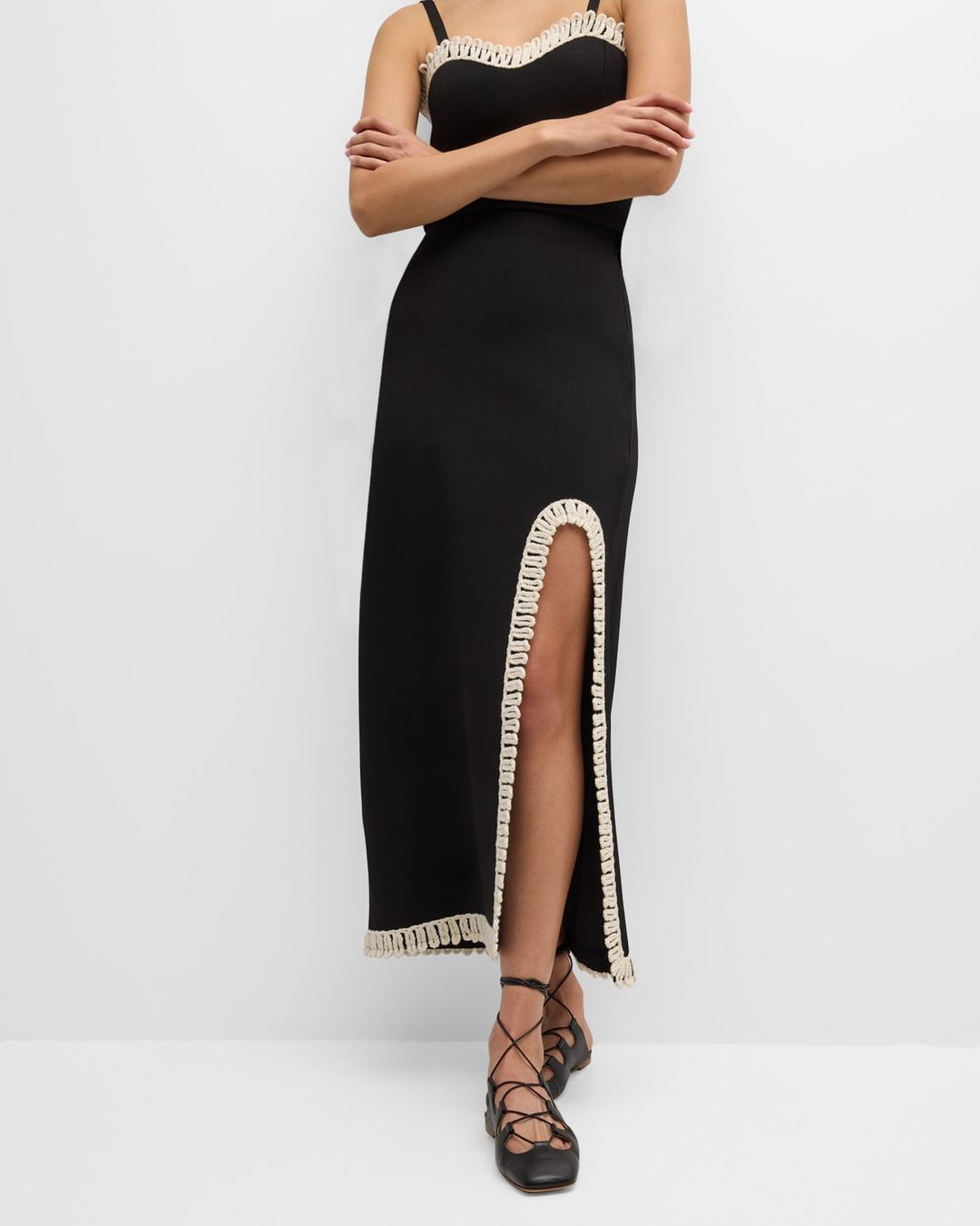 Gabie Side-Slit Braid-Trim Maxi Skirt #7