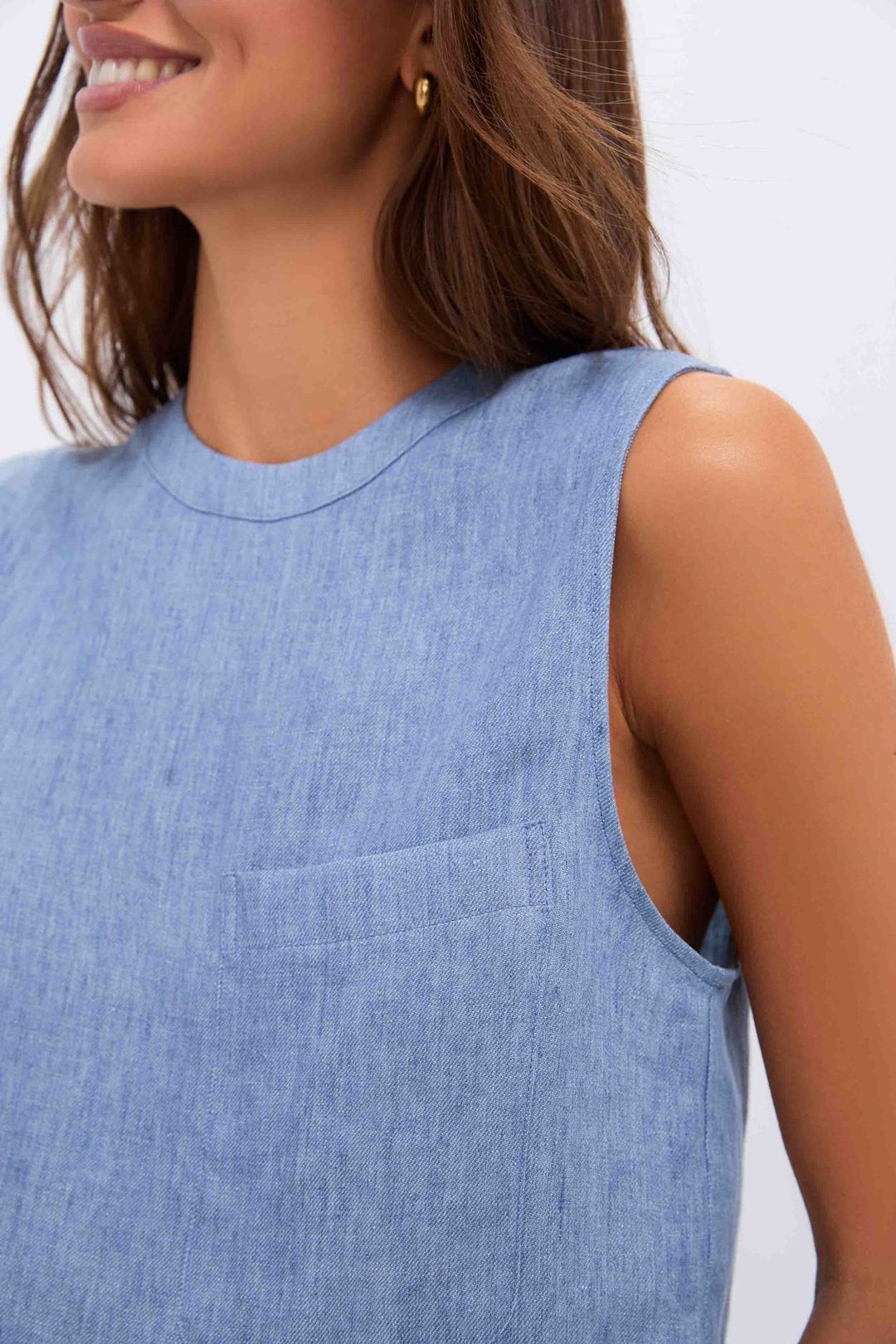 Light Indigo Cropped Muscle Tank #5