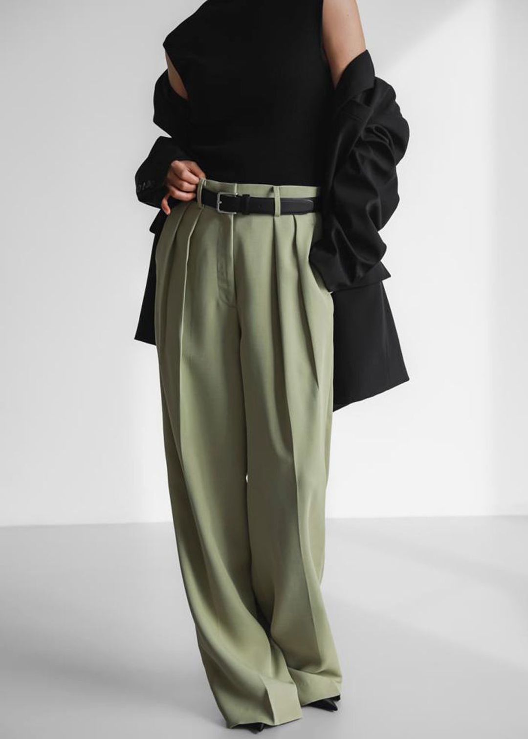 Port Pleated Pants - Sage #14