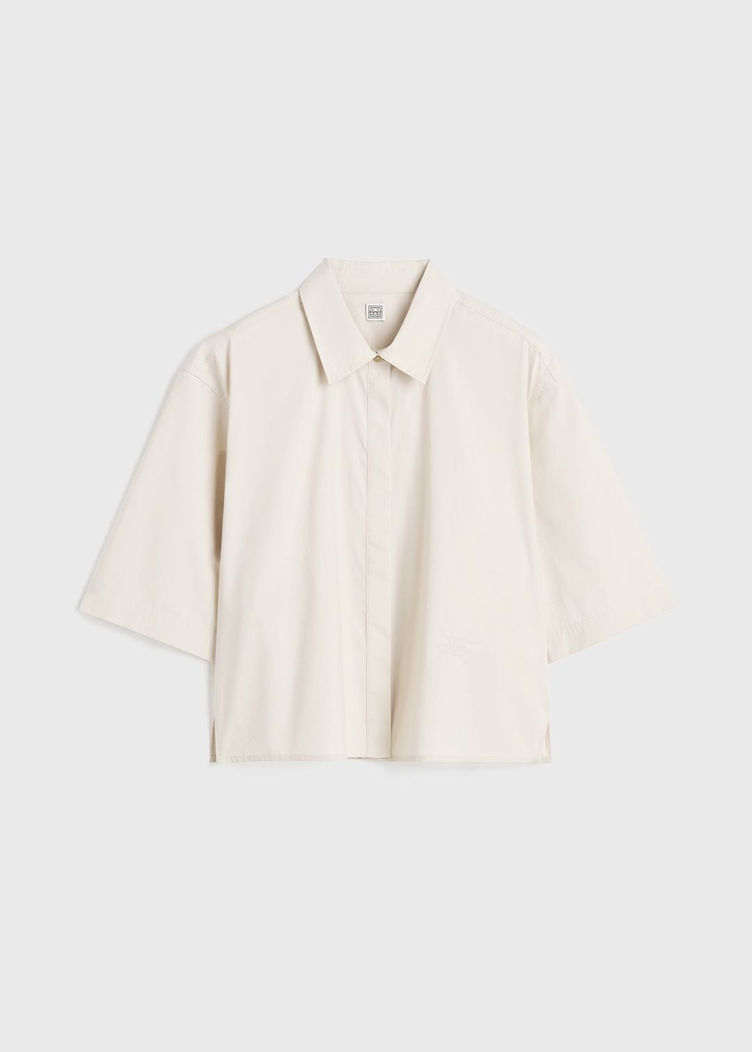 Cropped cotton-poplin shirt stone #5
