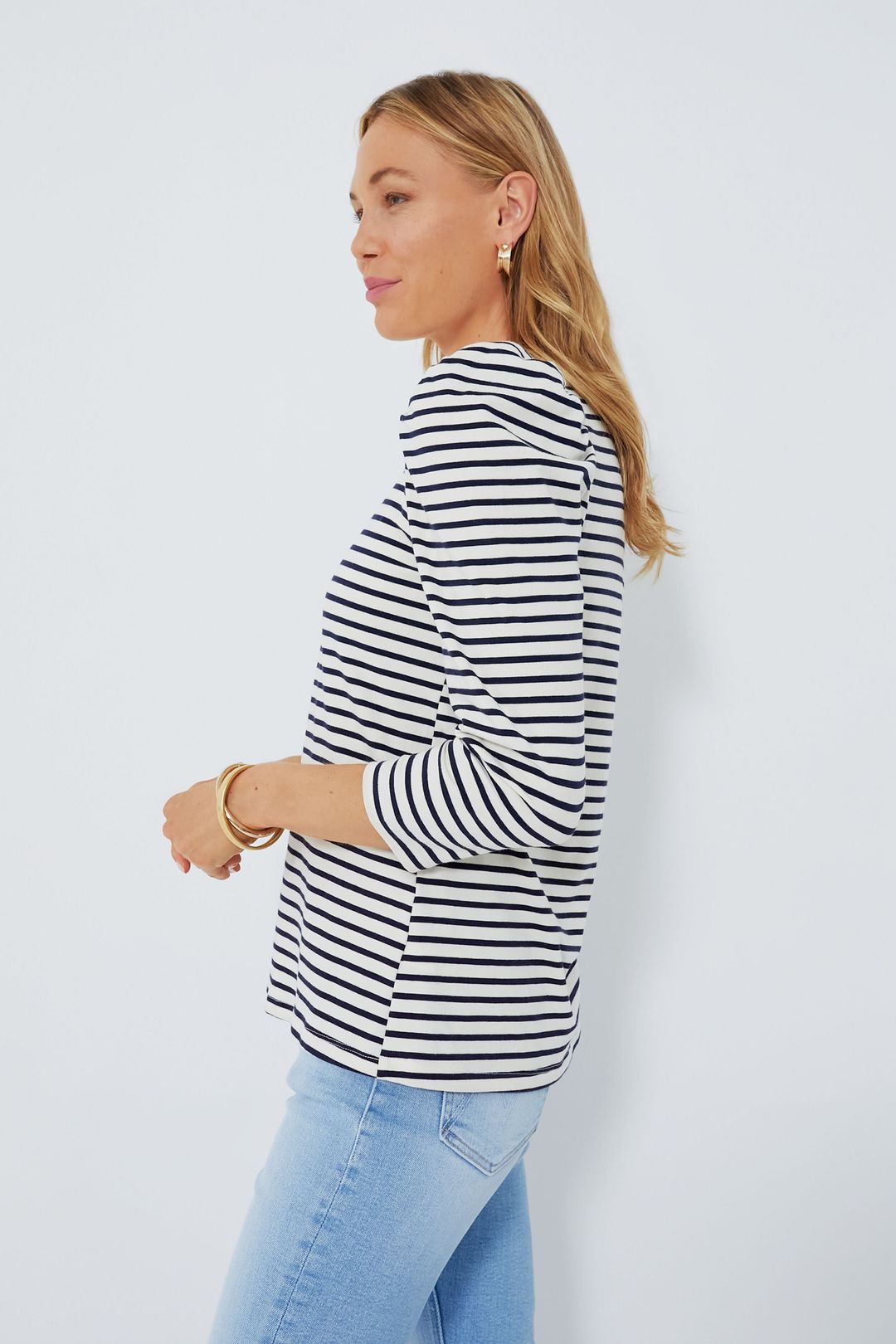 Navy Striped Vesty Long Sleeve Crewneck #3