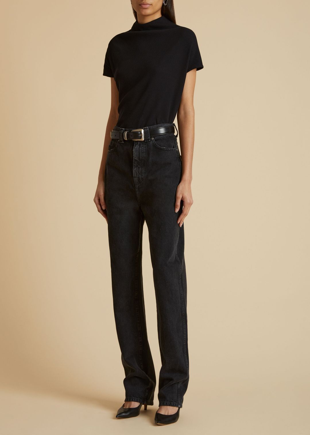 Benny Belt in Black Leather with Silver #5