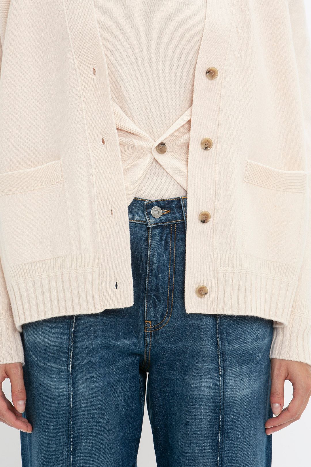 Double Layer Cardigan in Ivory #4