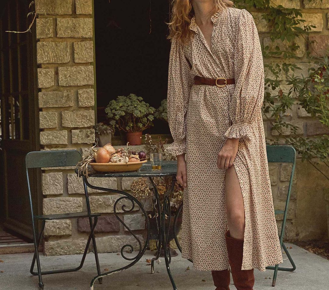 HMD -- HADLEY DRESS -- CREAM WINTER DITSY