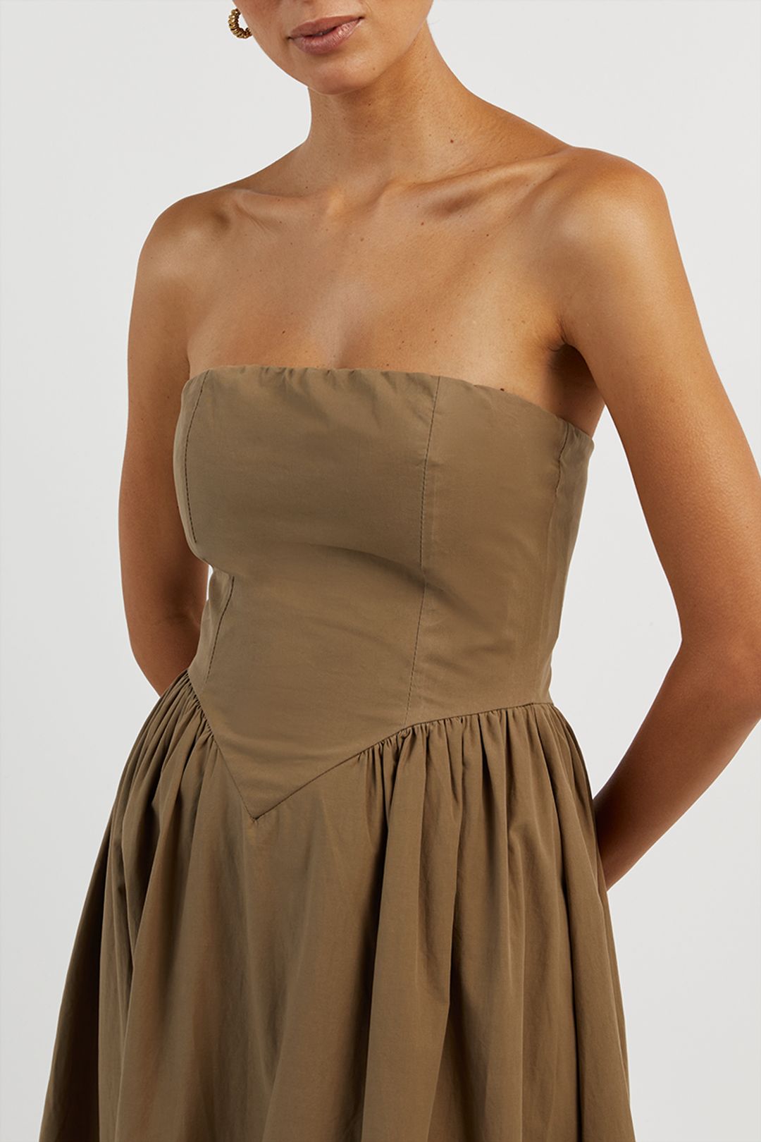 HYLAND COFFEE STRAPLESS MIDI DRESS #5