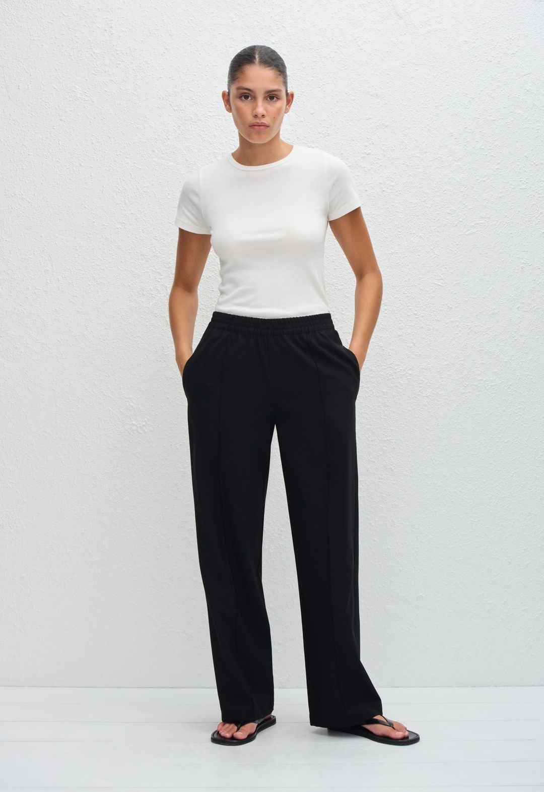 Relaxed Pin-Stitch Trouser - Black