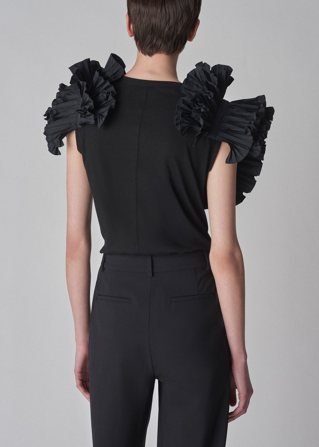 Taffeta Sleeve T Shirt in Cotton Jersey - Black #3