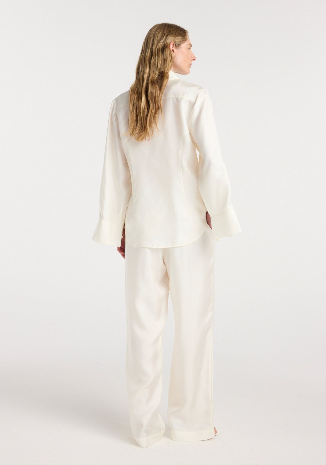 Silk open-sleeve detailed shirt | cream #4