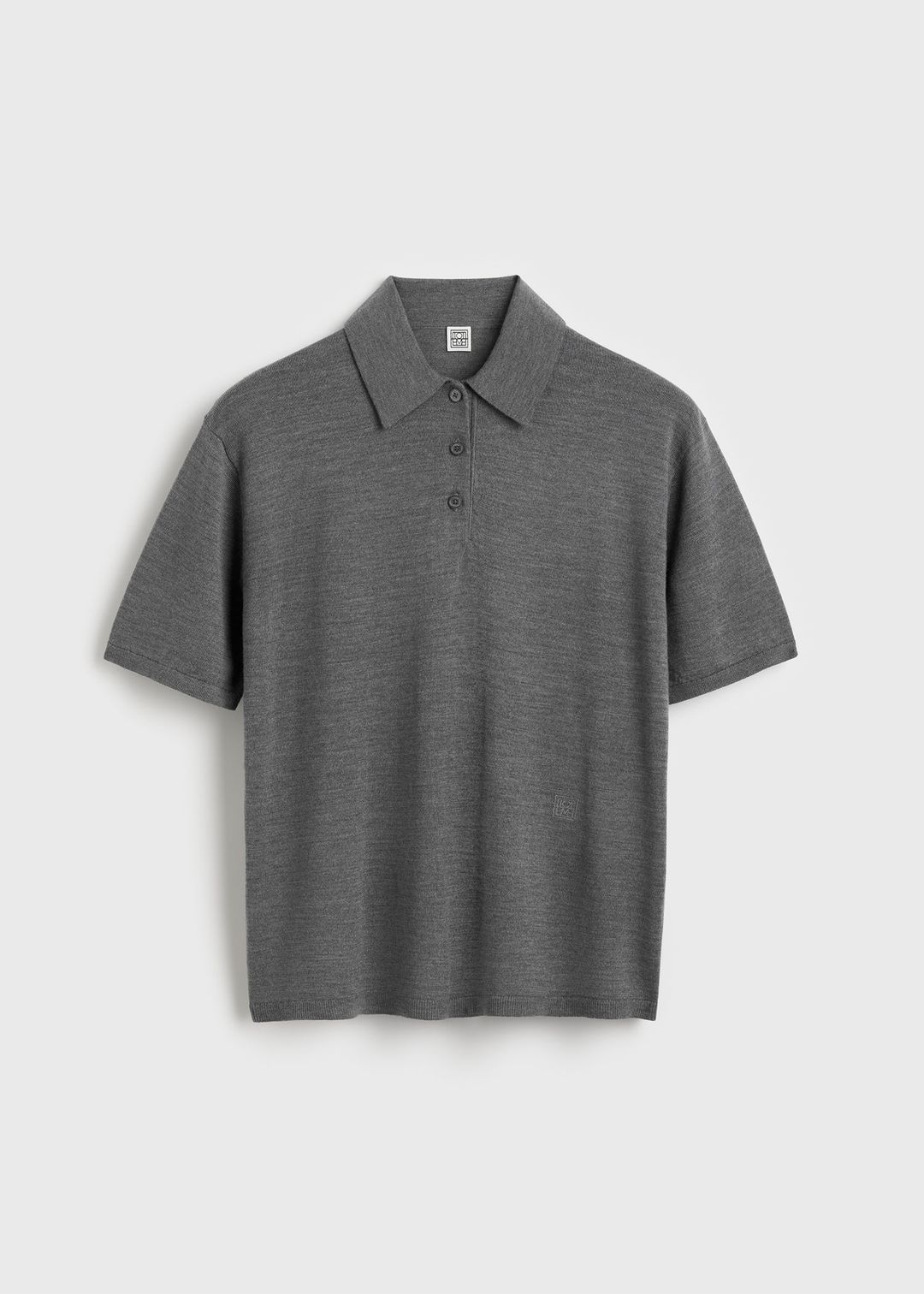 Wool-silk polo shirt grey melange petite #6