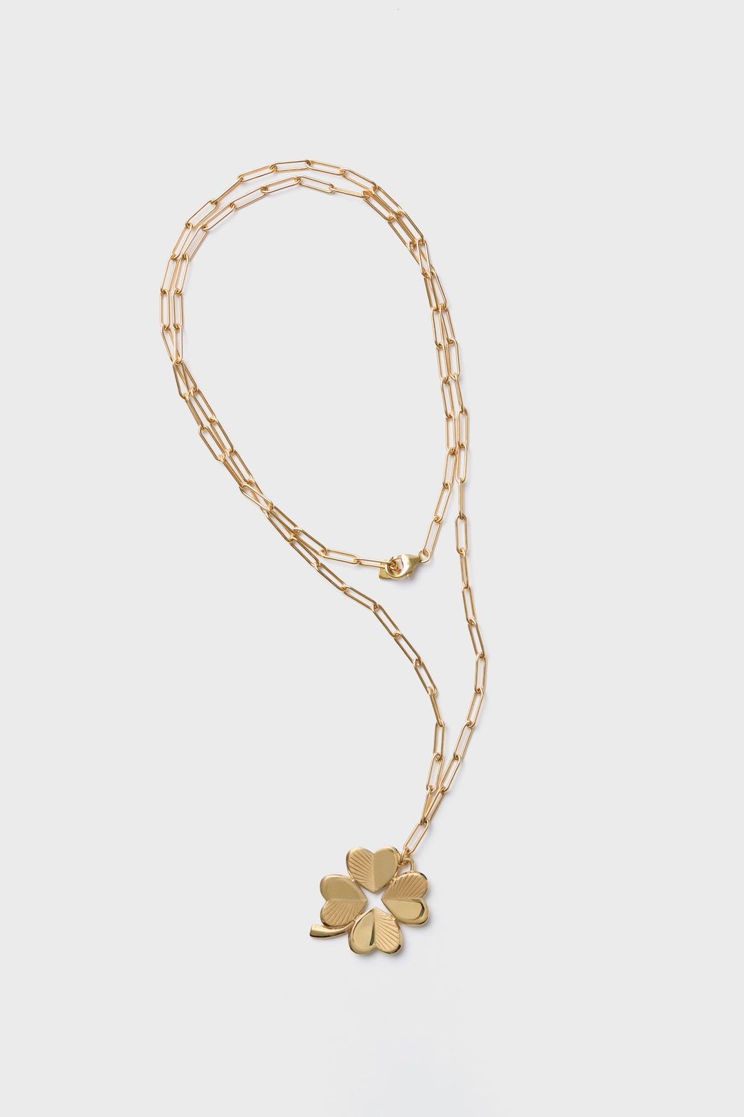Gold Double Wrap Necklace with Luck and Love Clover