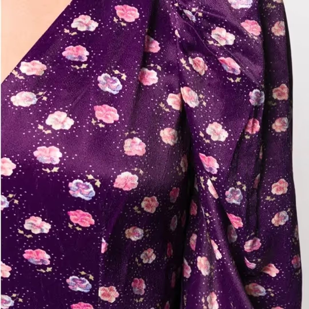 Pansy Print Clair Midi Long-Sleeve Dress #3