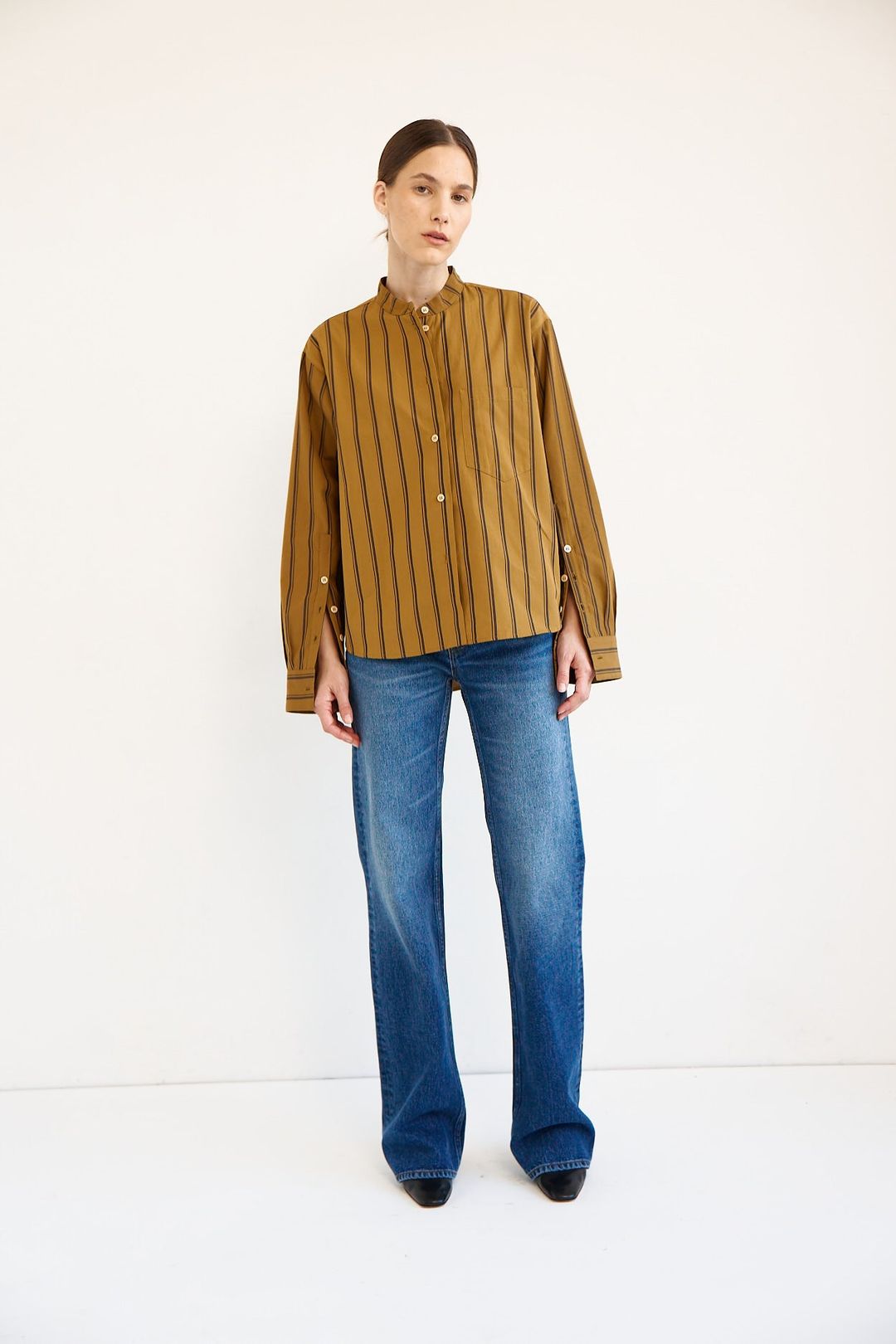 The Editor Shirt in Goldenrod Stripe #4