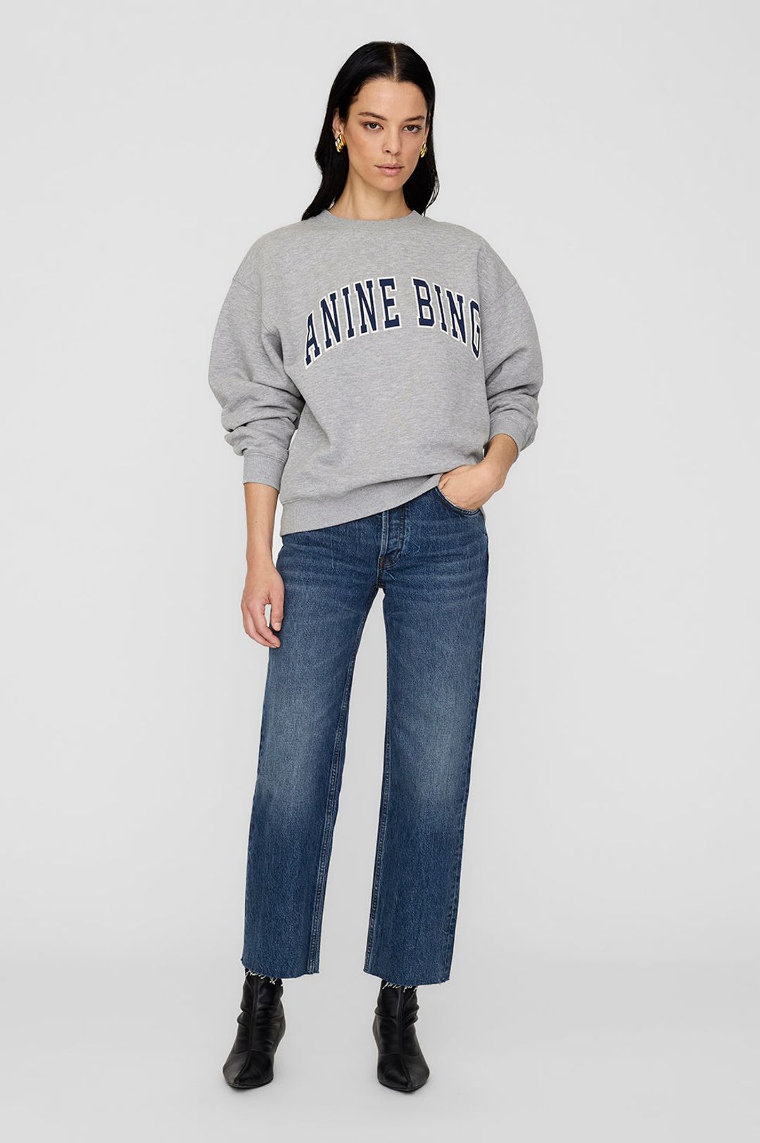Spencer Sweatshirt ANINE BING - Medium Heather Grey With Navy