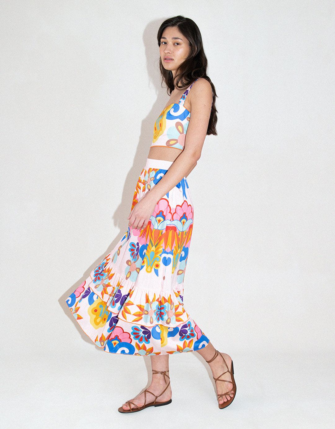 Paulina Cotton Midi Skirt - Soleil #3