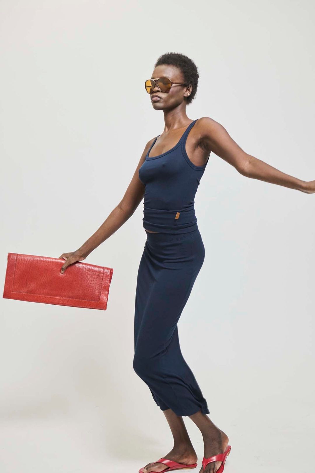 The Rib Pencil Skirt in Navy