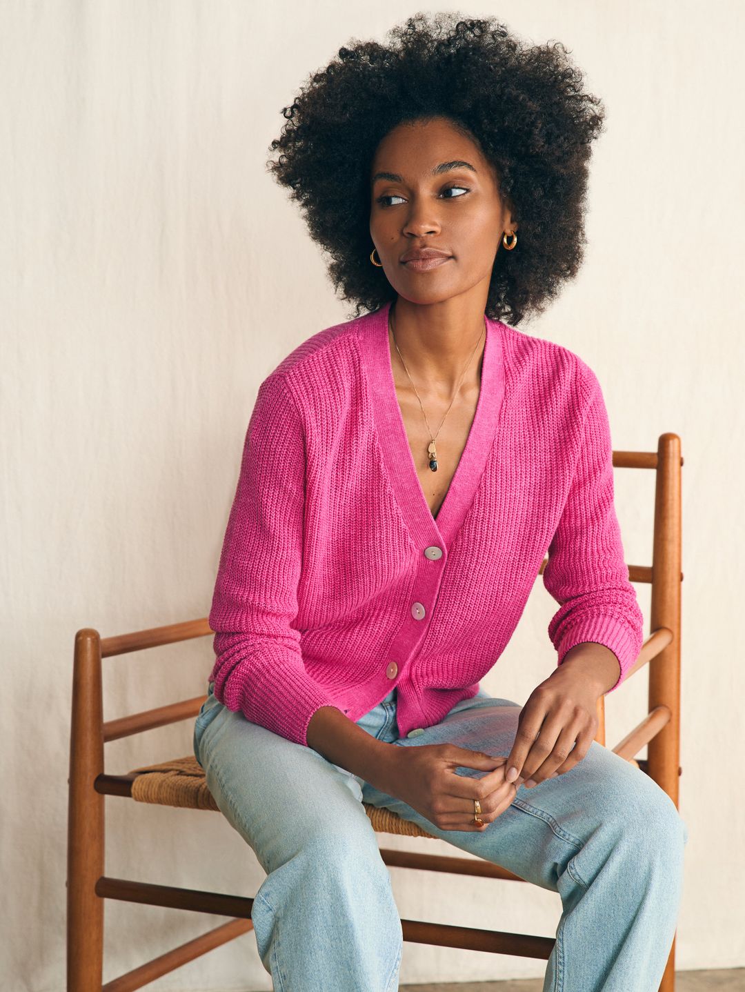 Miramar Linen Cardigan - Cone Flower #3