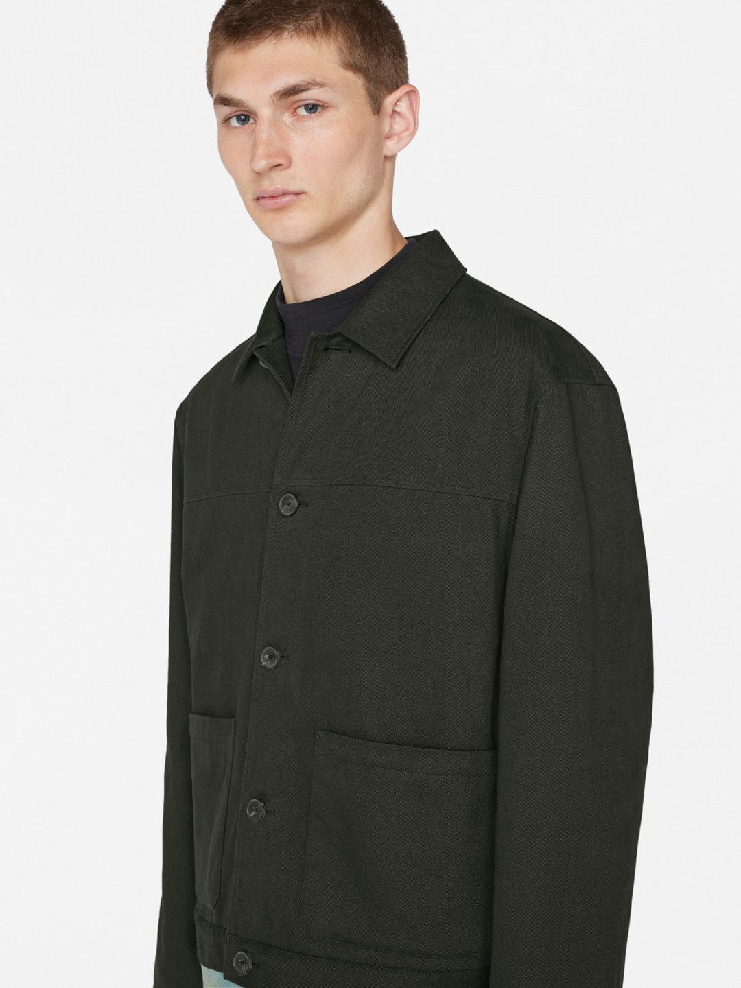 Lined Cotton Trucker Jacket -- Charcoal Grey #5