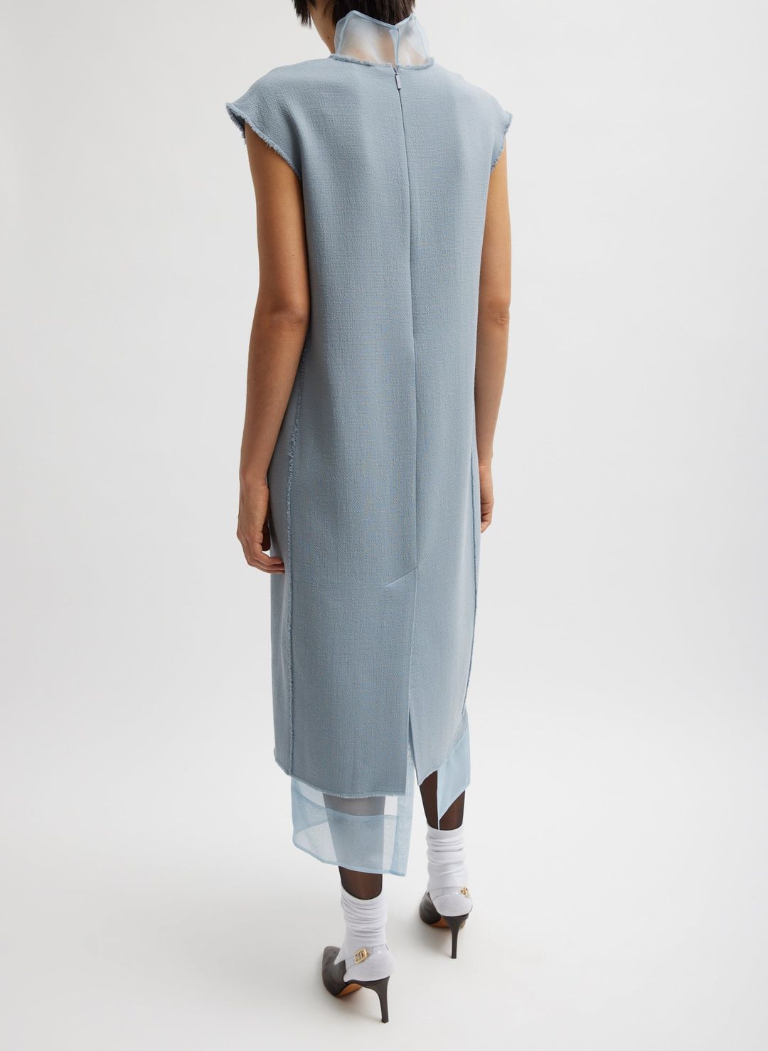Melee Crepe V-Neck Dress With Organza Lining #5