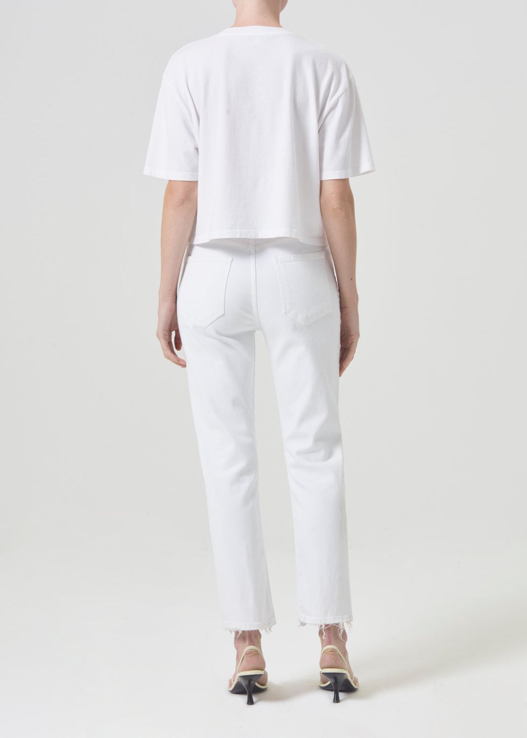 Riley High Rise Straight Crop (Stretch) in Sour Cream #2