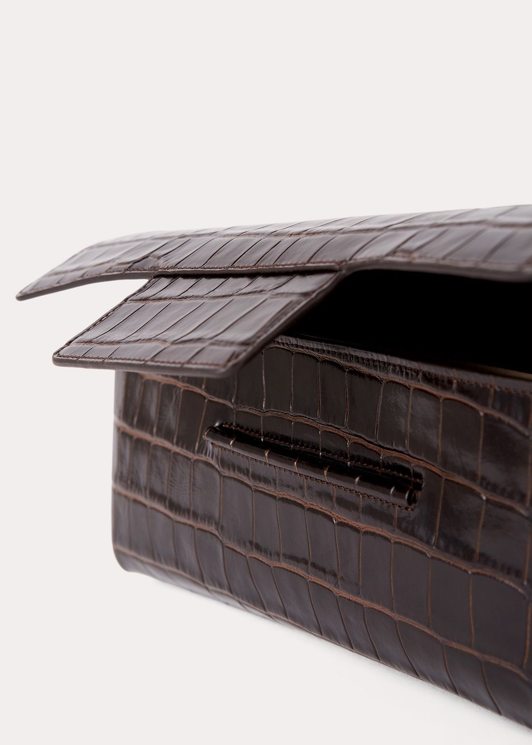 Soft T-Clutch dark brown croco #6