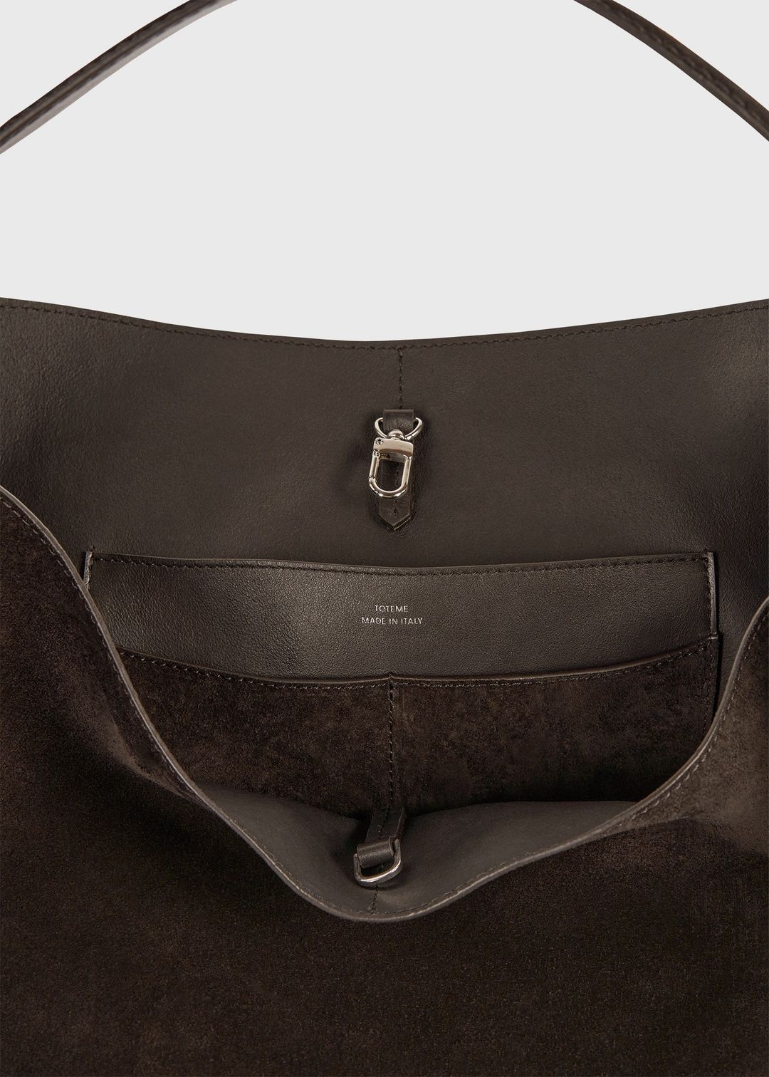 Belted suede tote brown #6