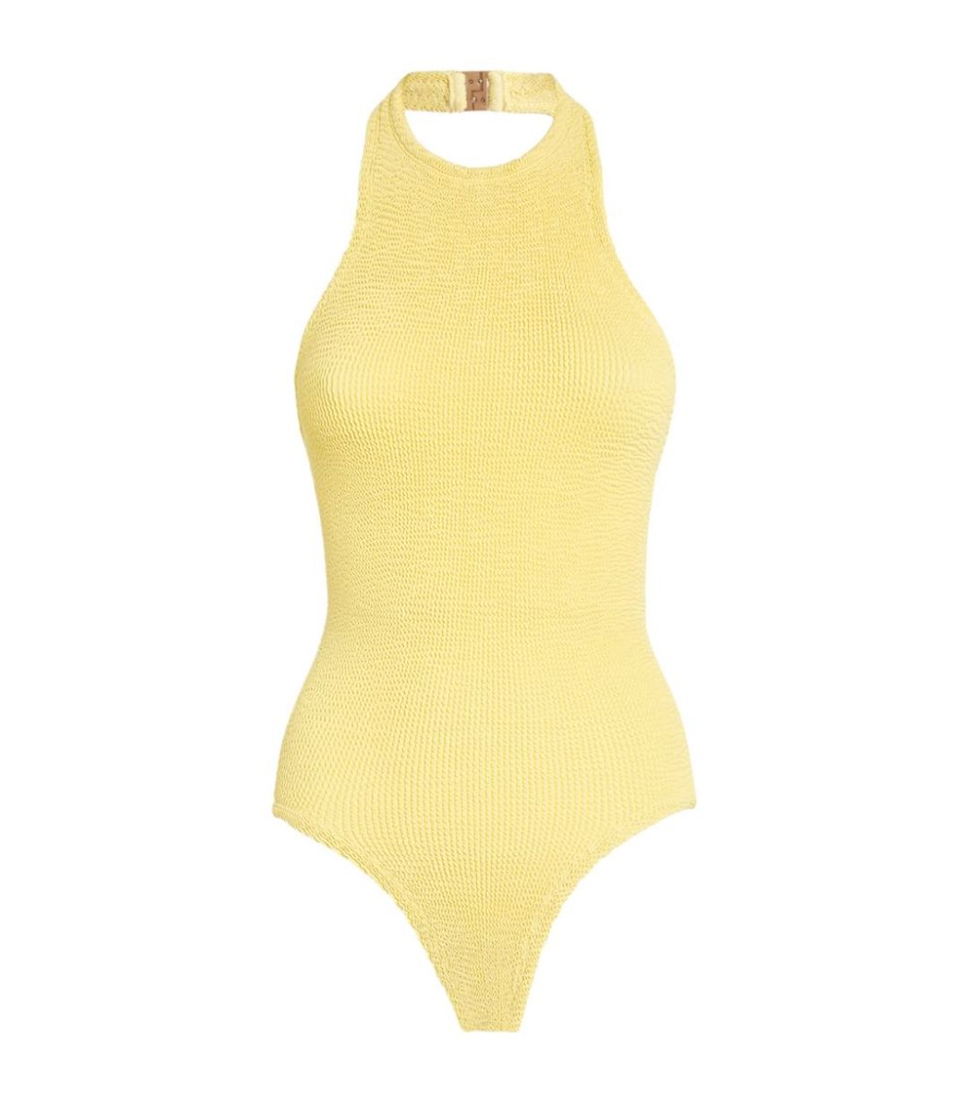 Womens Hunza G yellow Halterneck Polly Swimsuit
