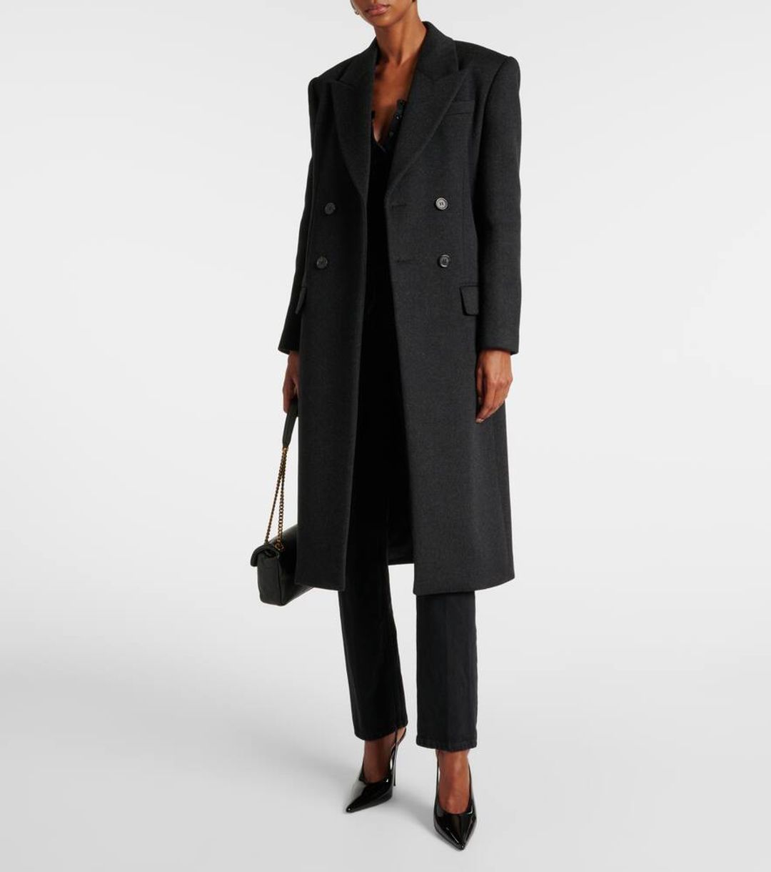 Wool-blend twill Chesterfield coat