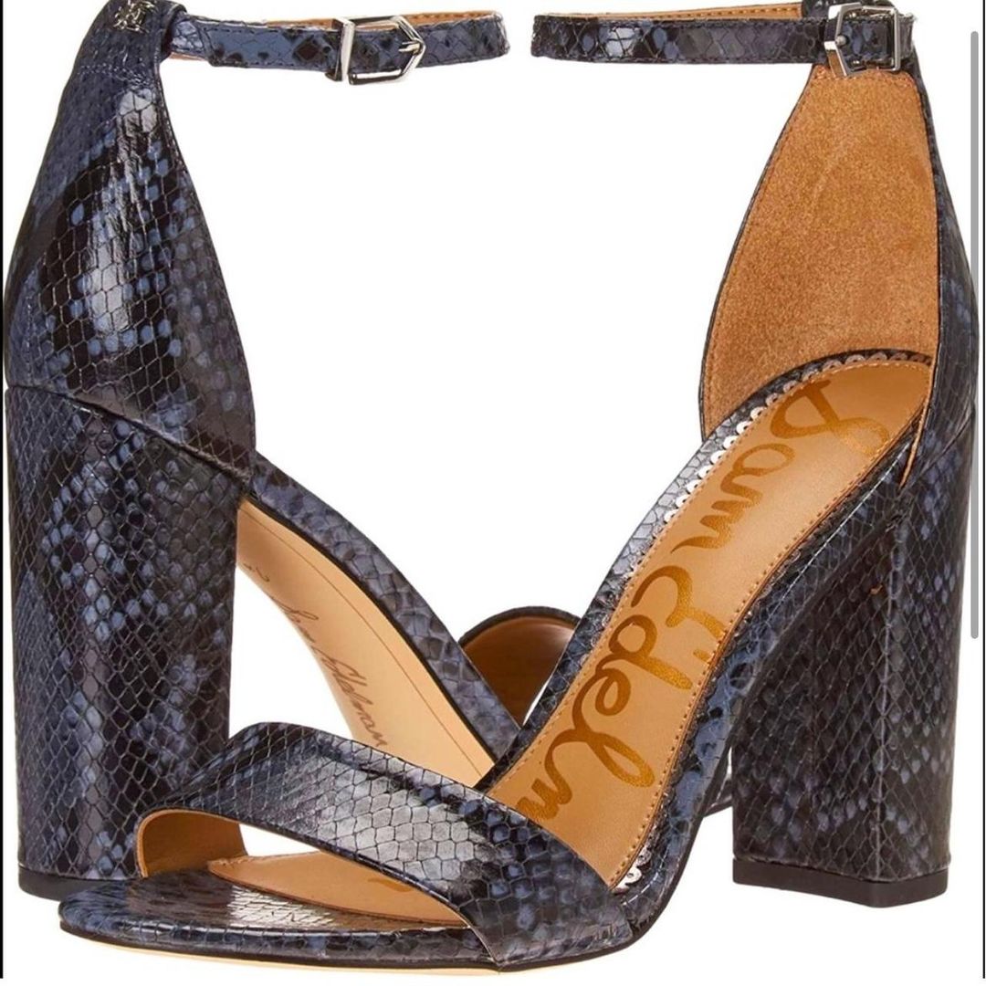 Sam Edelman Yaro Heel in Blue & Black Snakeskin