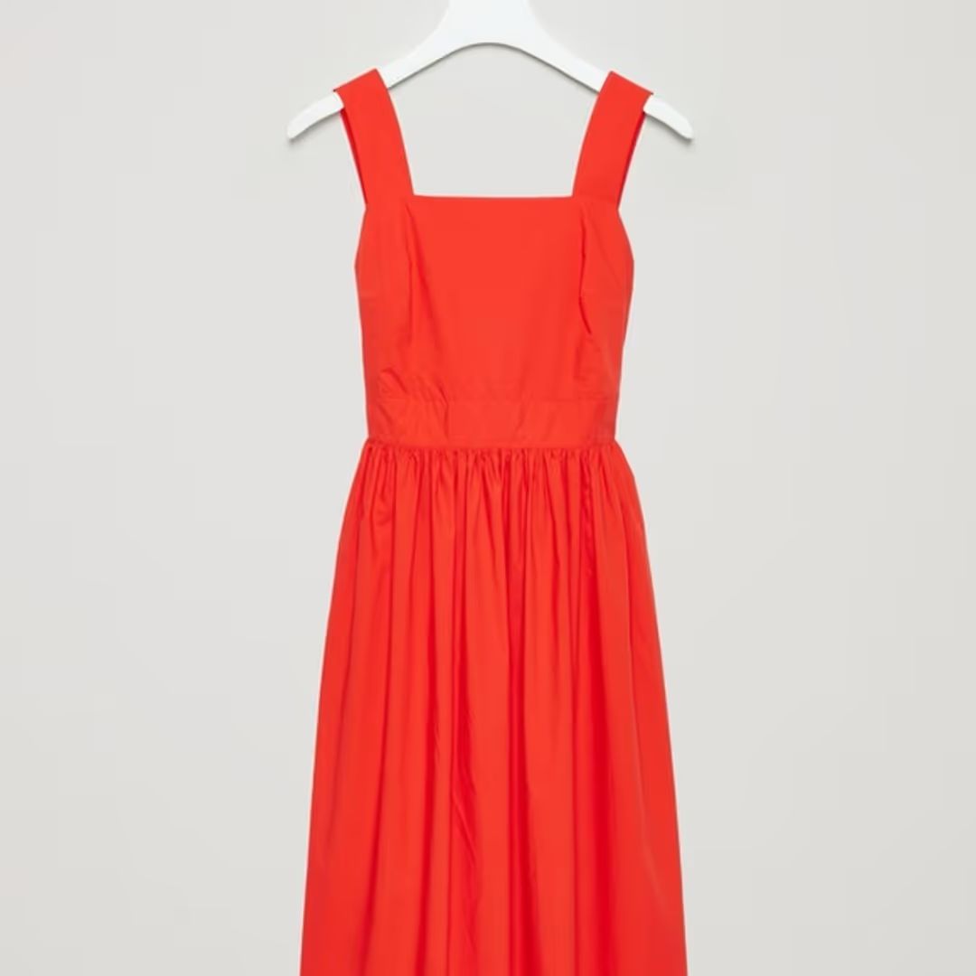 Women's Red Shoulder-strap Dress #3