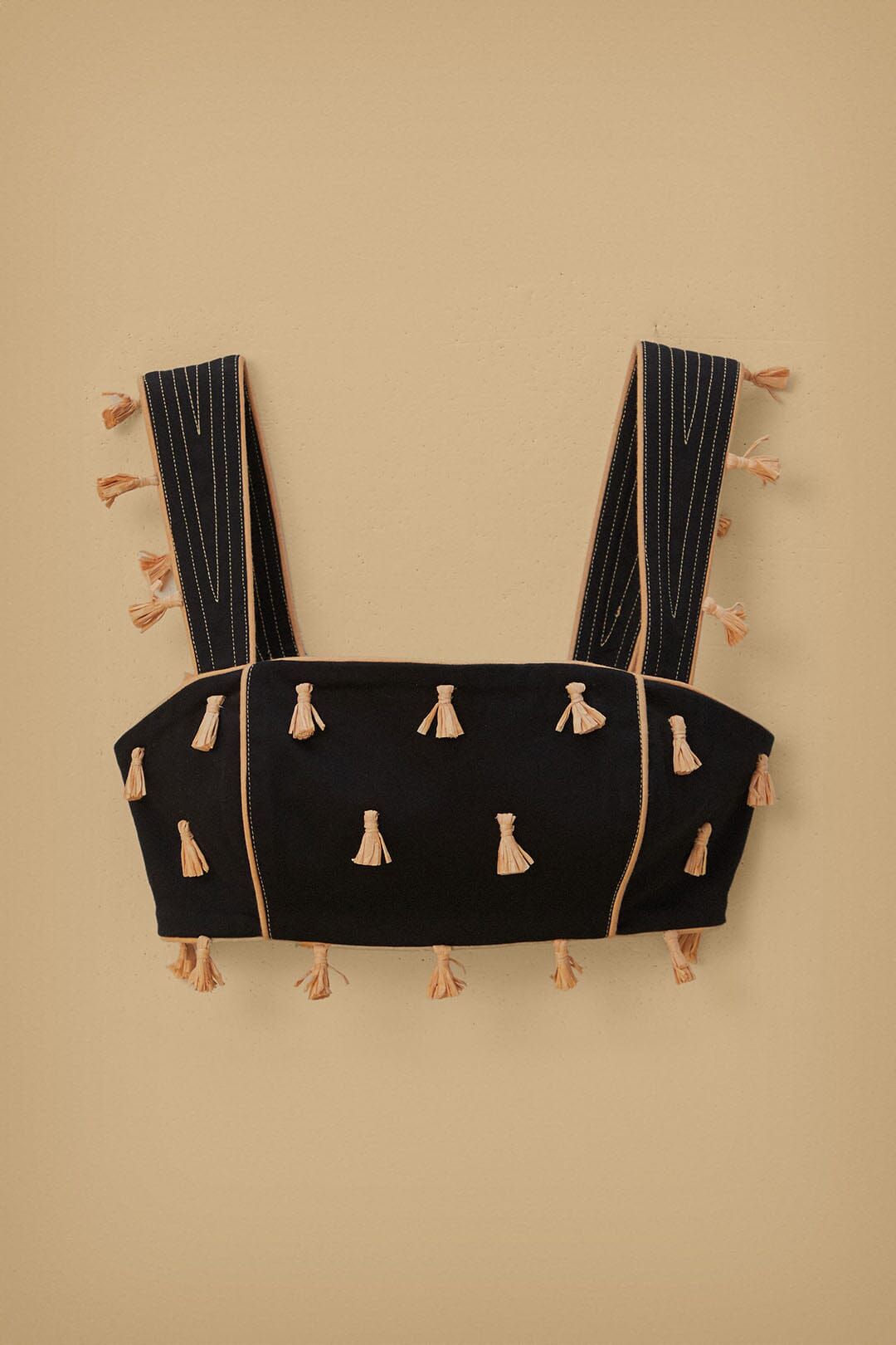 Black Raffia Fringe Top #7