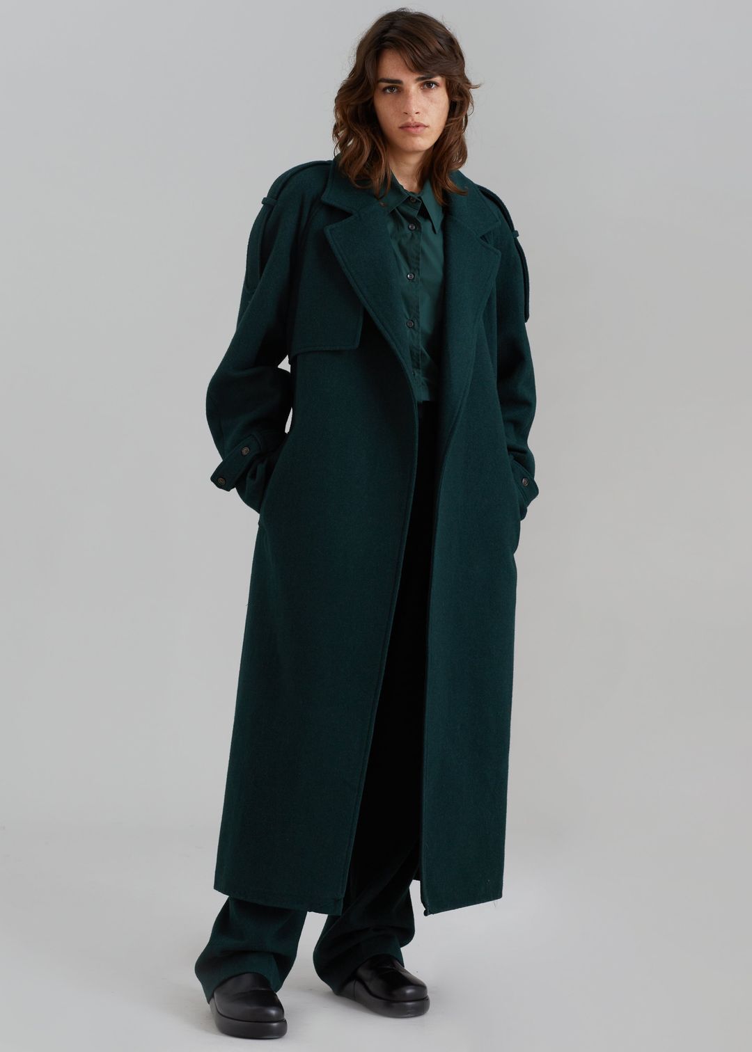 Suzanne Wool Trench Coat - Bottle Green #8