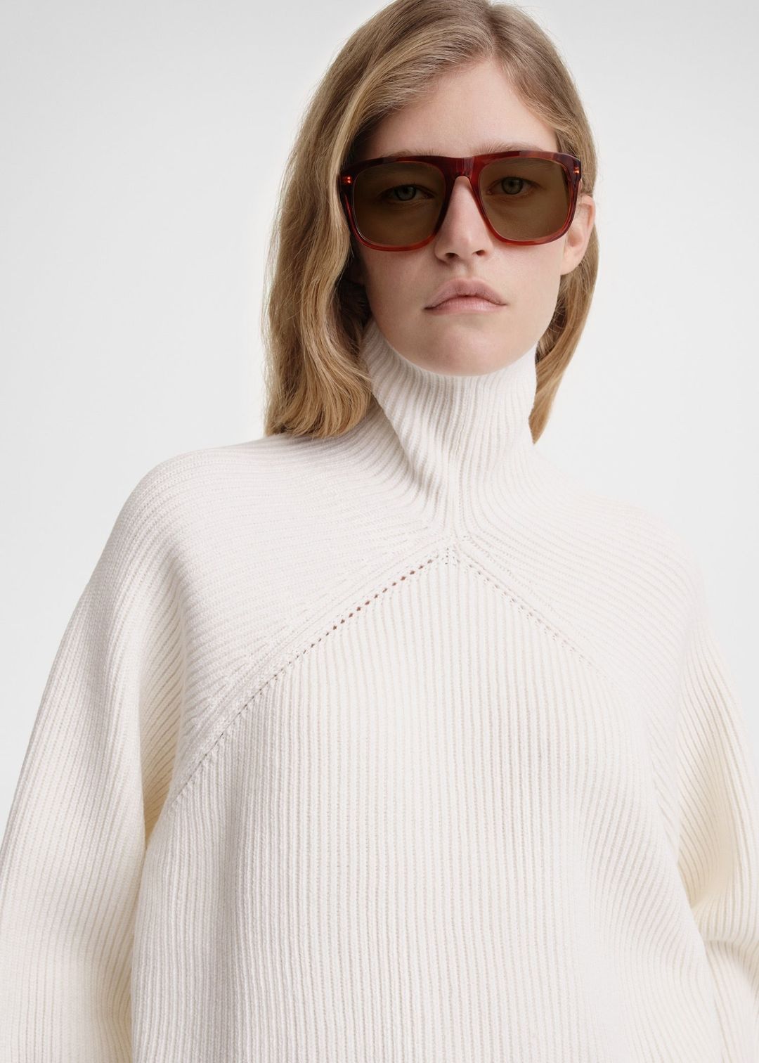 Ribbed chimney-neck knit white #2