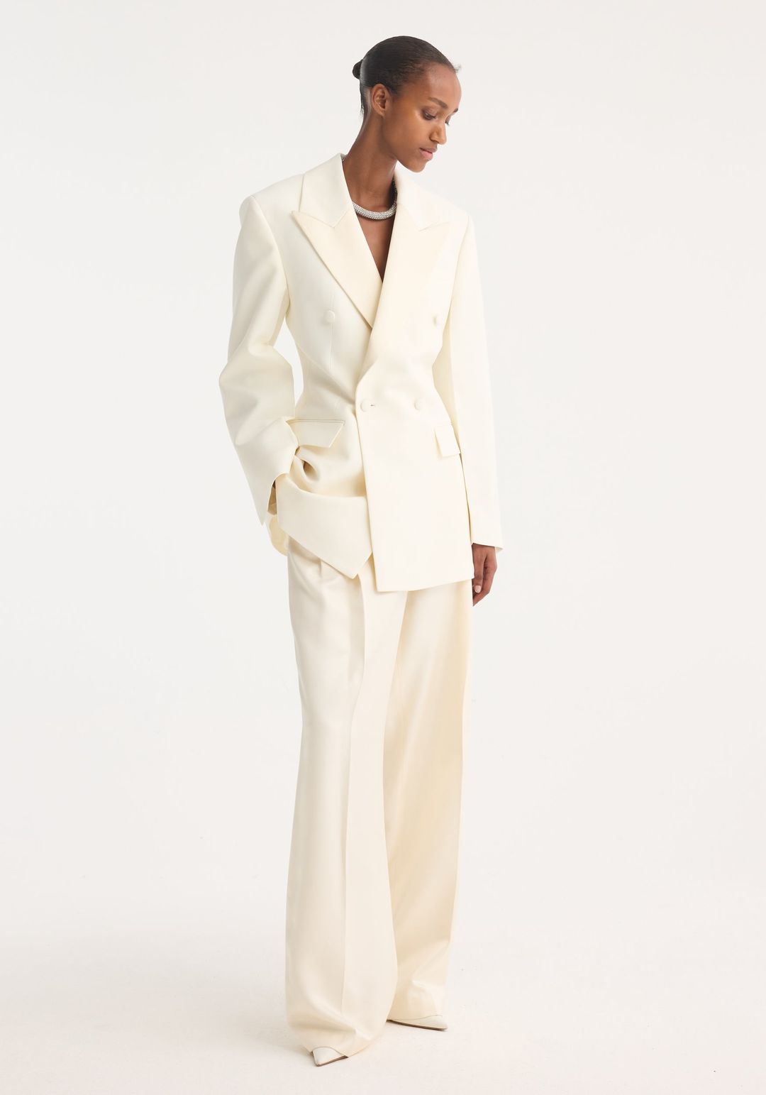 Hourglass tuxedo blazer | off white #4