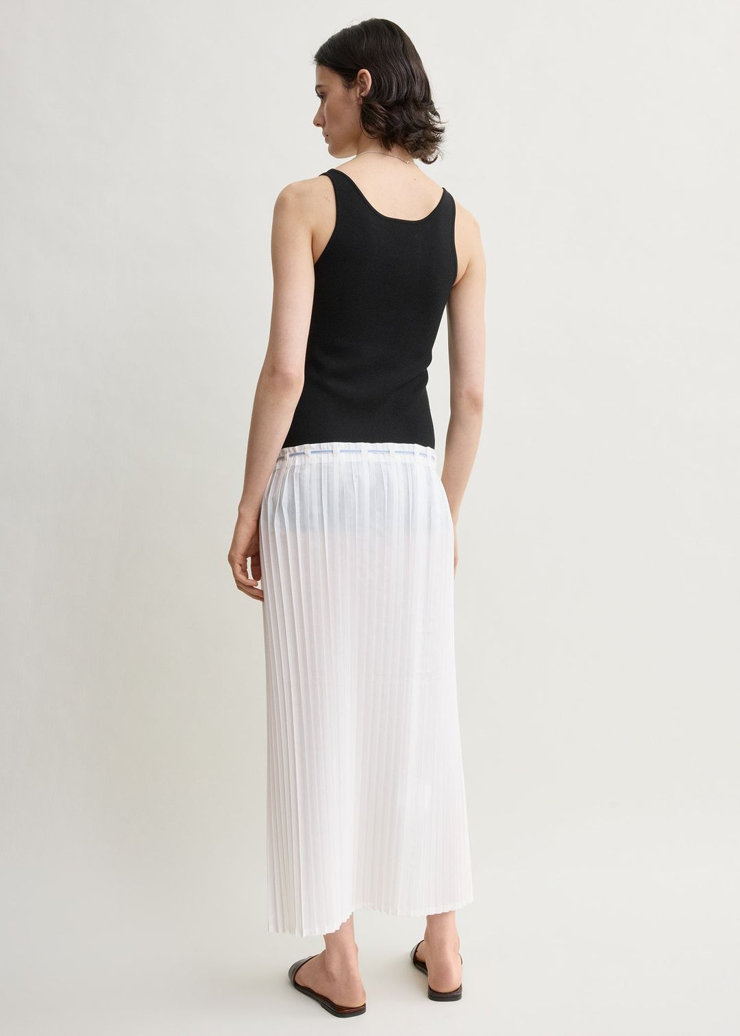 Belted pleated skirt white #3