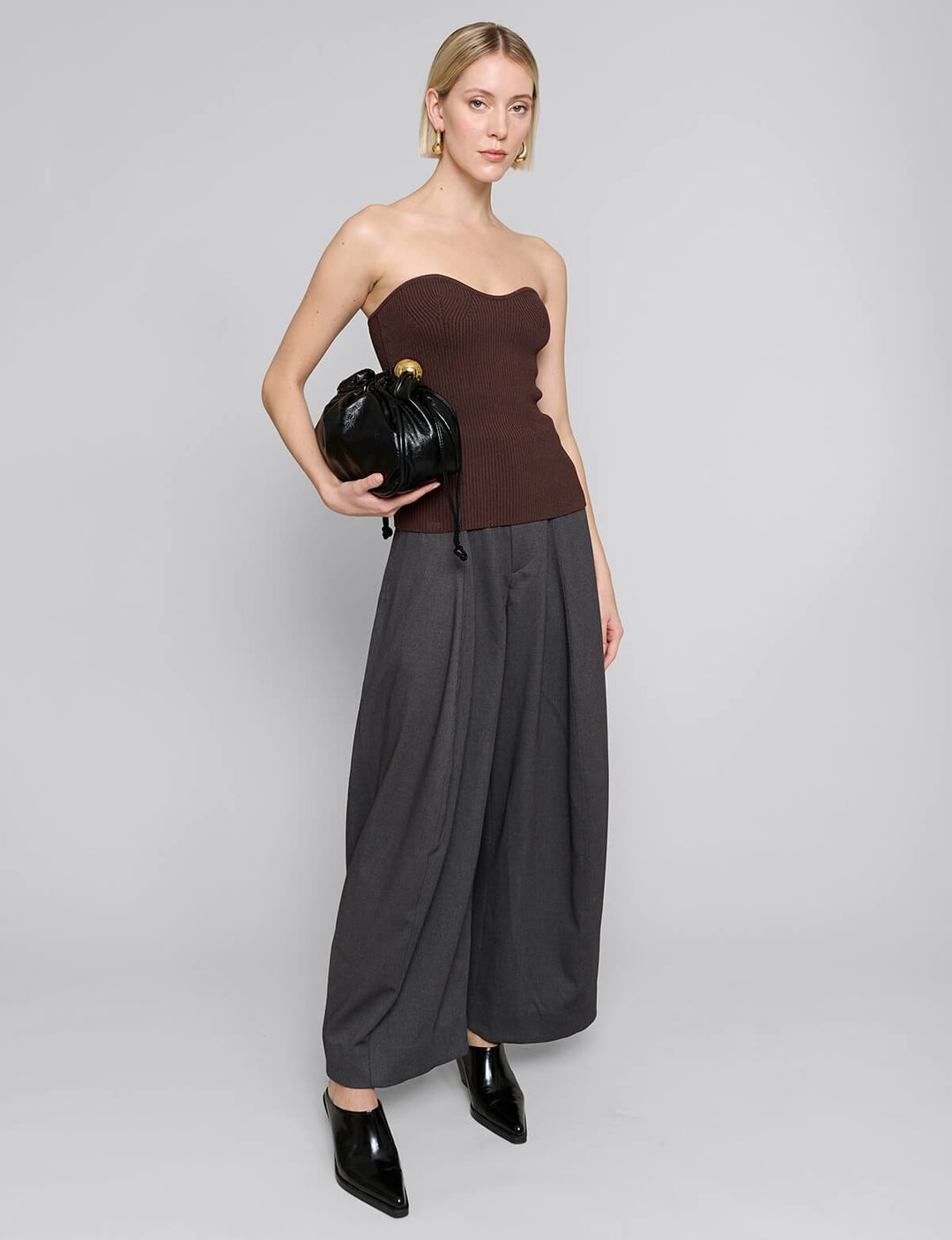 Dark Grey Barrel Leg Pants #5