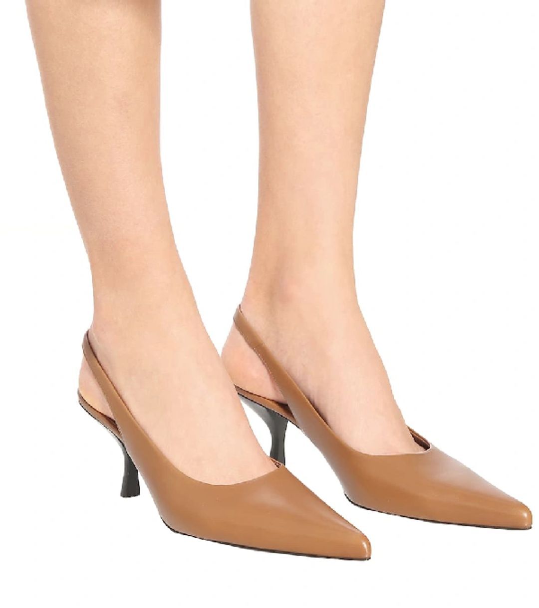 Bourgeoisie Leather Slingback Pumps In Caramel #6