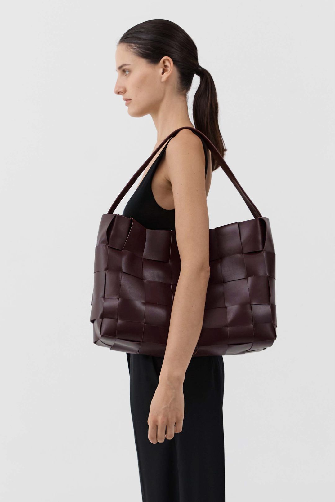 Woven Large Tote - Plum #2