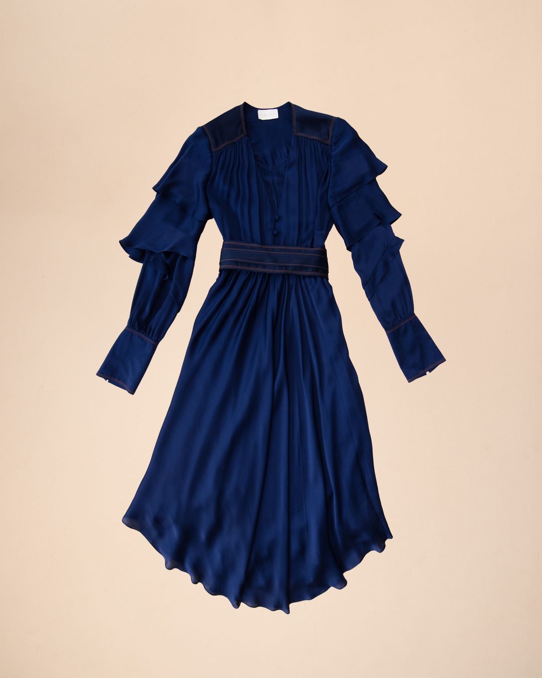 The Celeste Ruffle Sleeve Dress In Cobalt