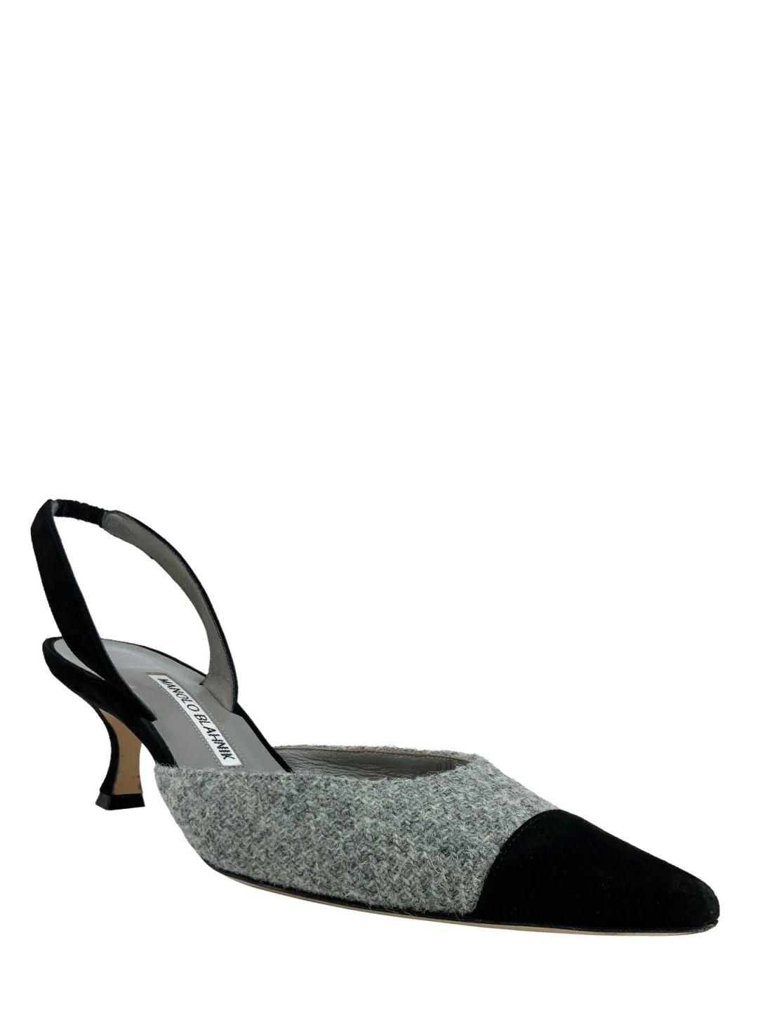 Manolo Blahnik Tweed Carolyne Slingbacks