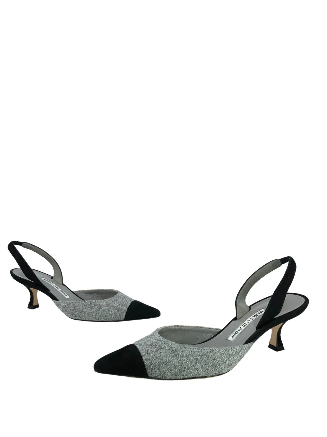 Manolo Blahnik Tweed Carolyne Slingbacks