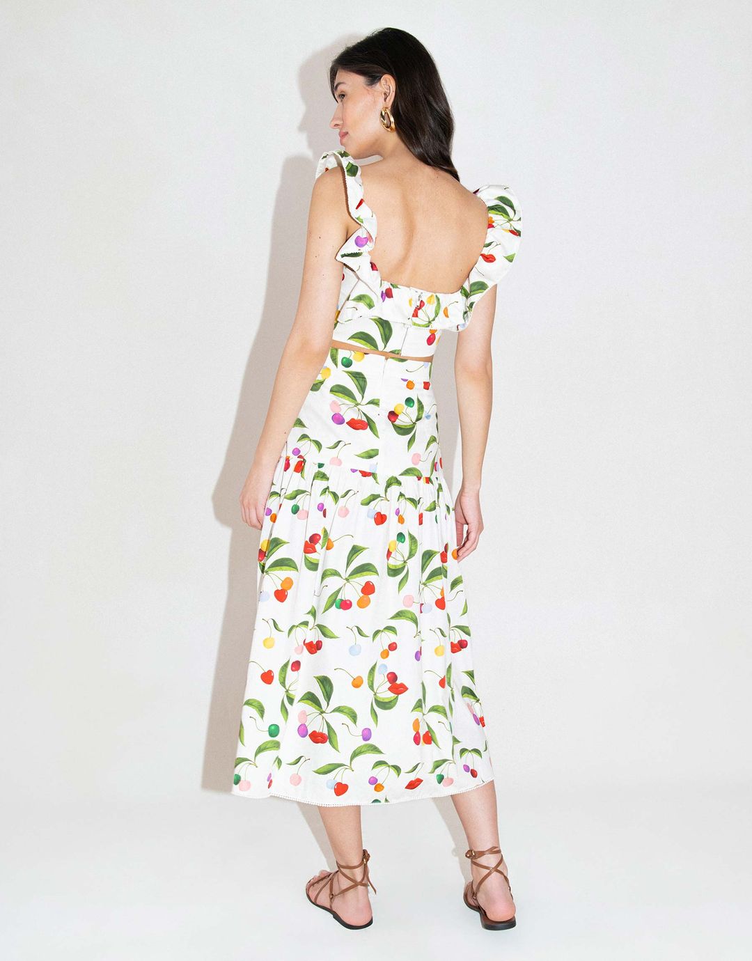 June Cotton Midi Skirt - Cherry White - SALE #4