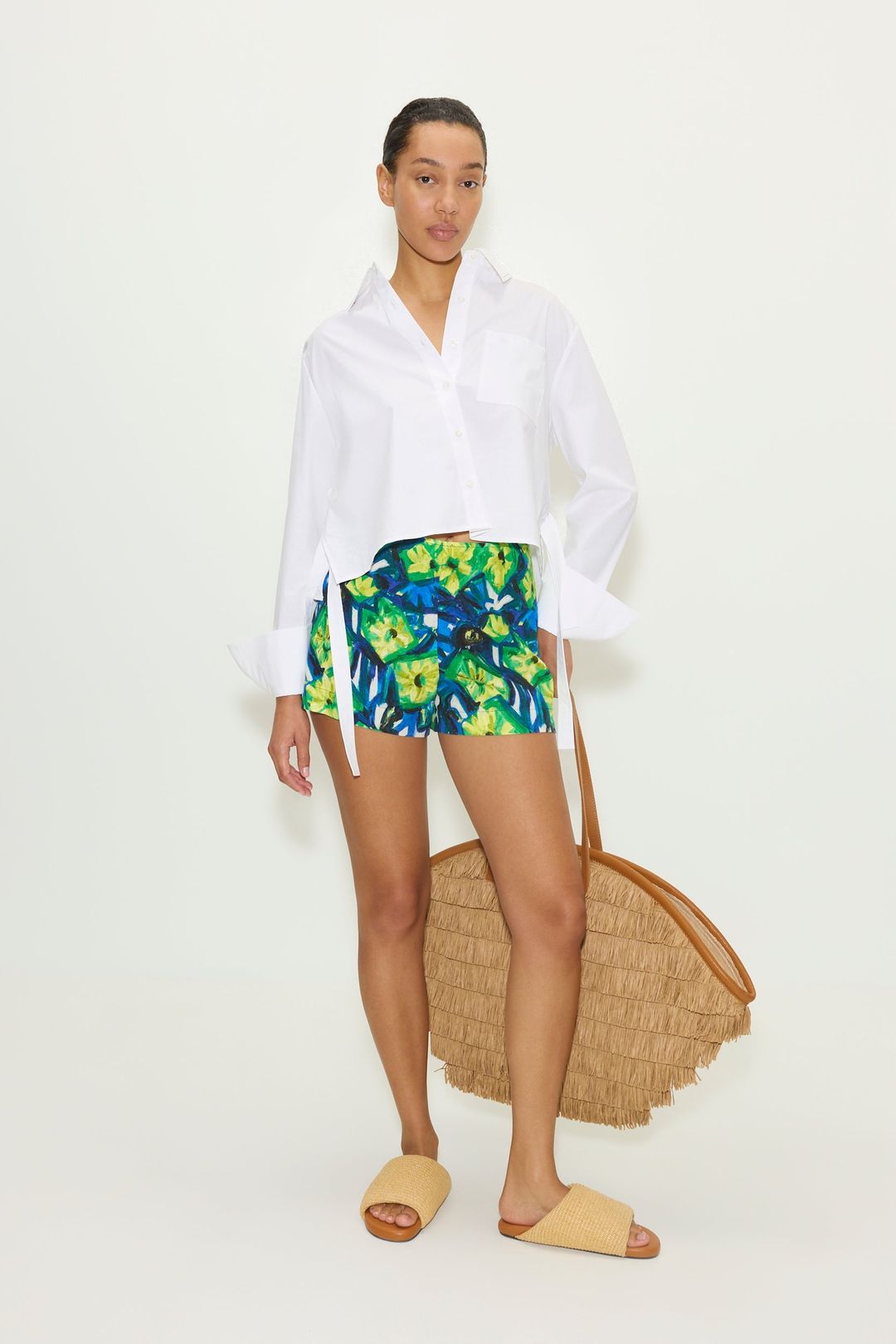 Mina Linen Short in Abstract Floral
