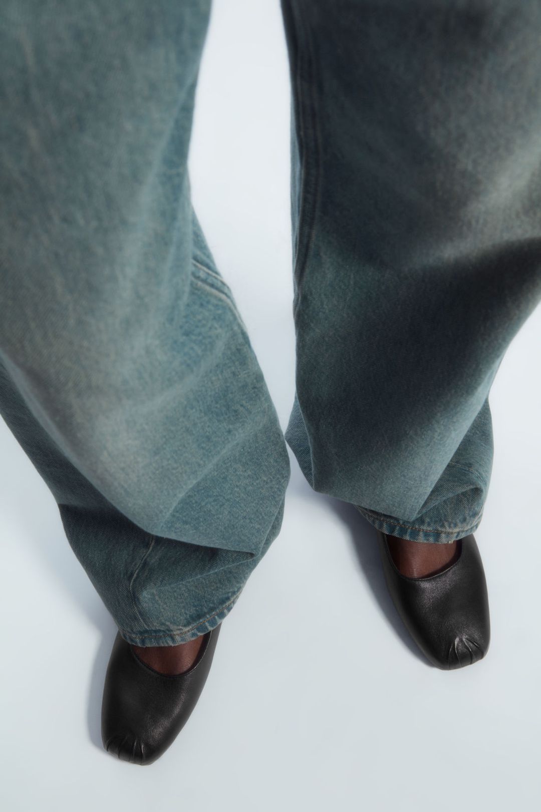 PLEATED LEATHER MARY-JANE BALLET FLATS