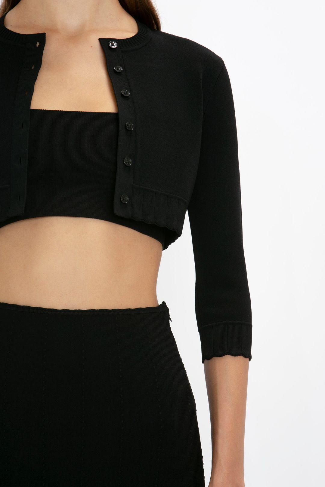 Cropped Cardigan In Black #4