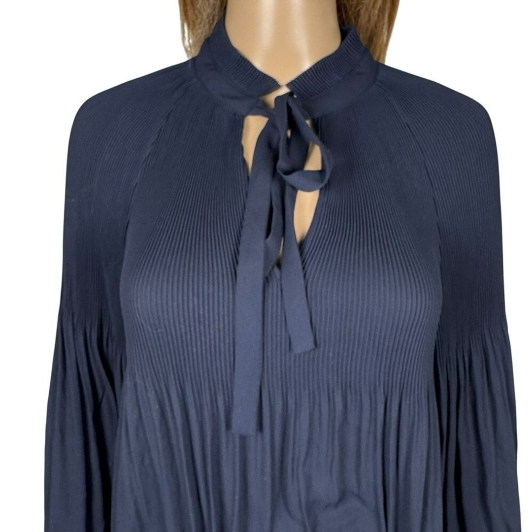 Pleated Georgette Tie-Neck Blouse #4