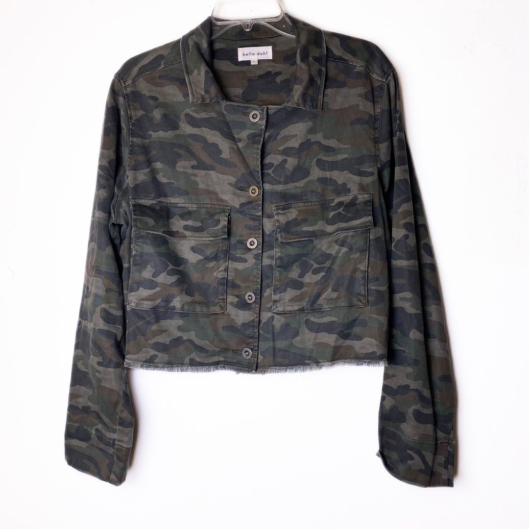 Cropped military style camo jacket