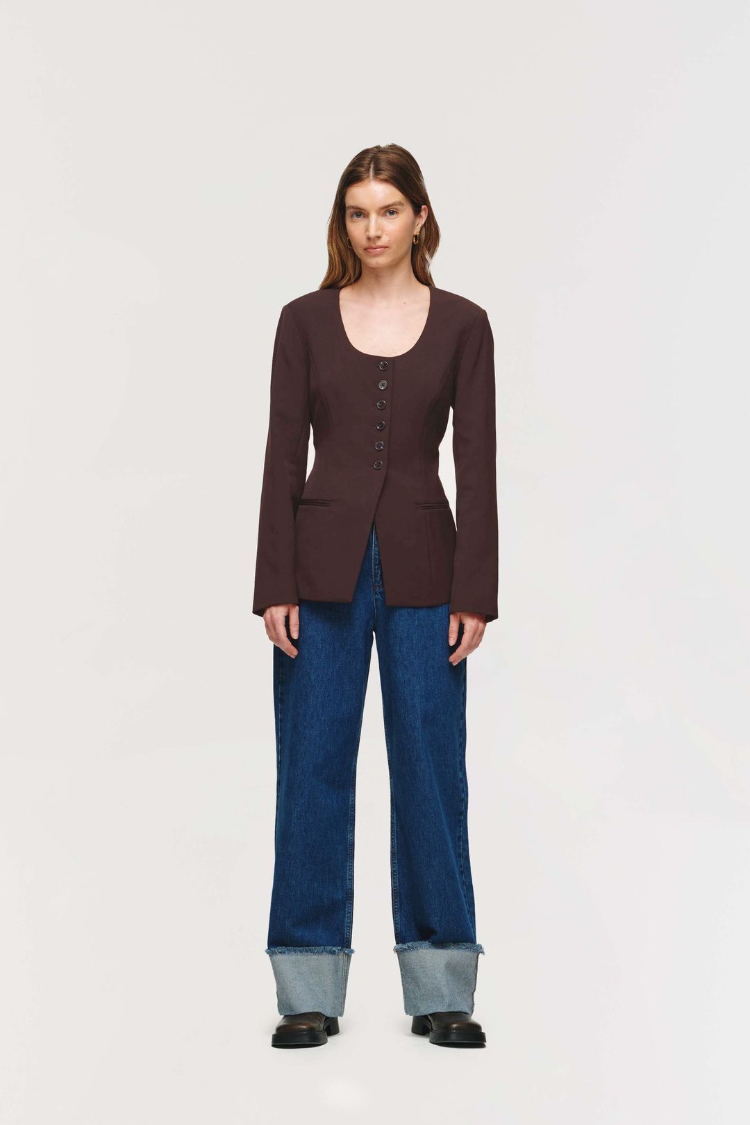 Daphne Scoop Neck Waisted Blazer #3