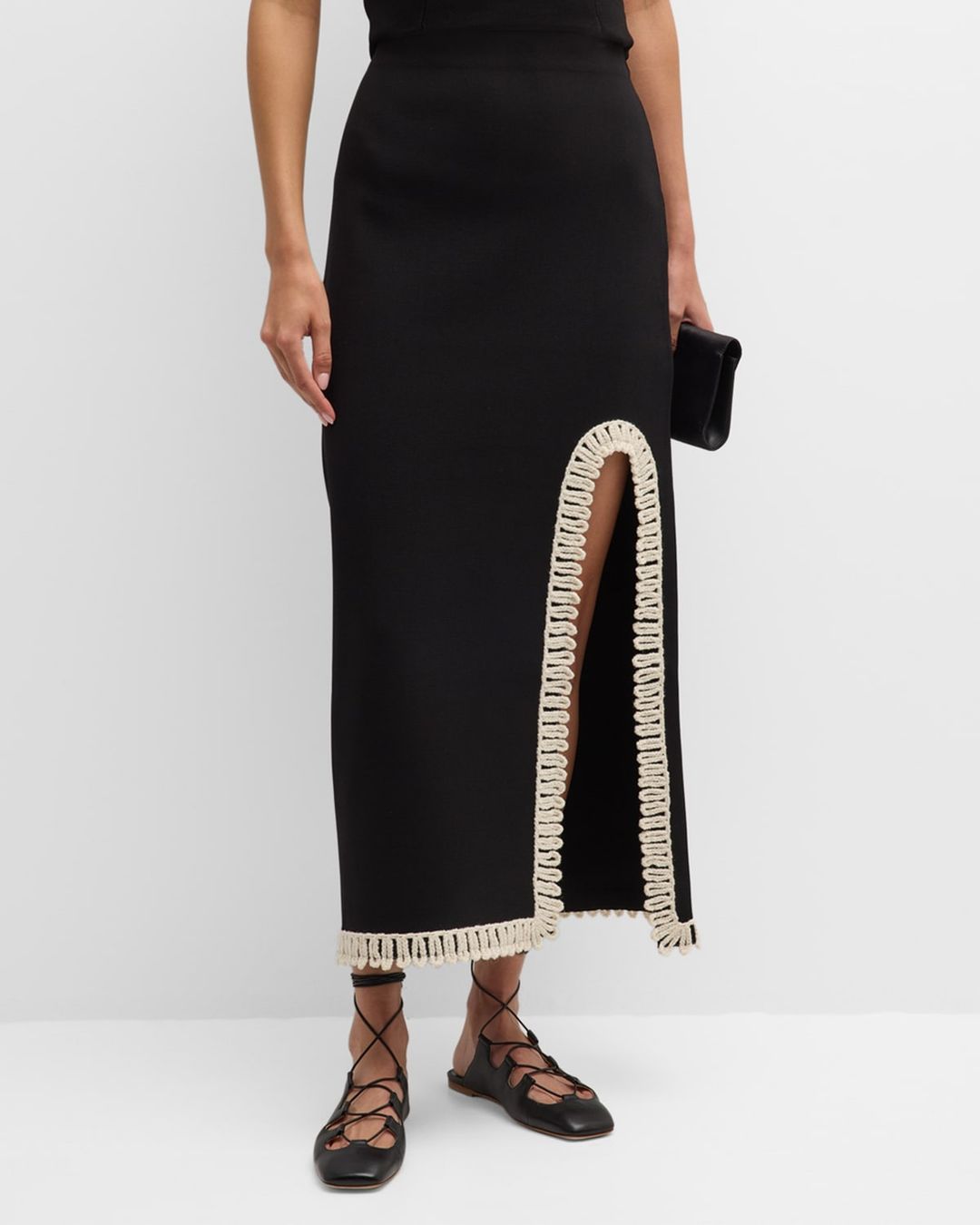 Gabie Side-Slit Braid-Trim Maxi Skirt #2