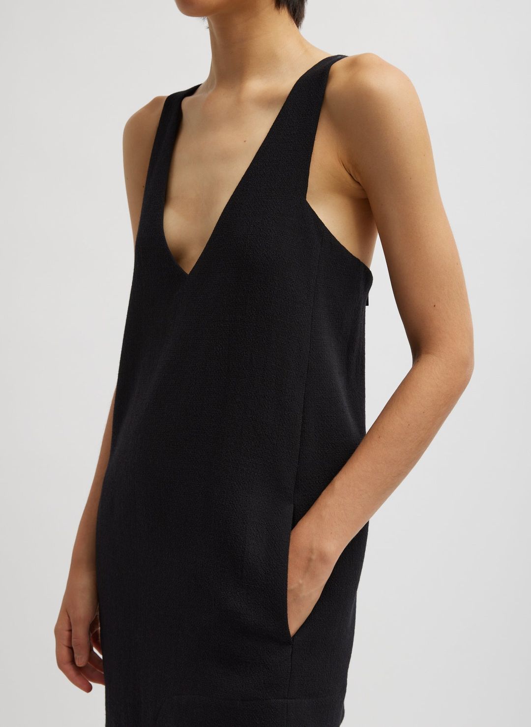 Melee Crepe V-Neck Power Mesh Combo Dress #4